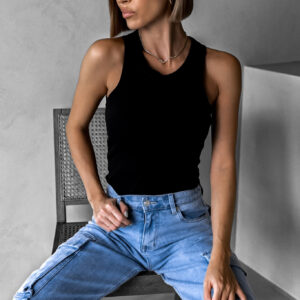 Černý žebrovaný top MOMMO Velikost: M/L