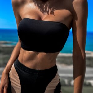 Černý zpevňující crop top TESEO Velikost: L