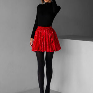 Červená flitrovaná balónová sukně NINOSLAV Velikost: ONESIZE