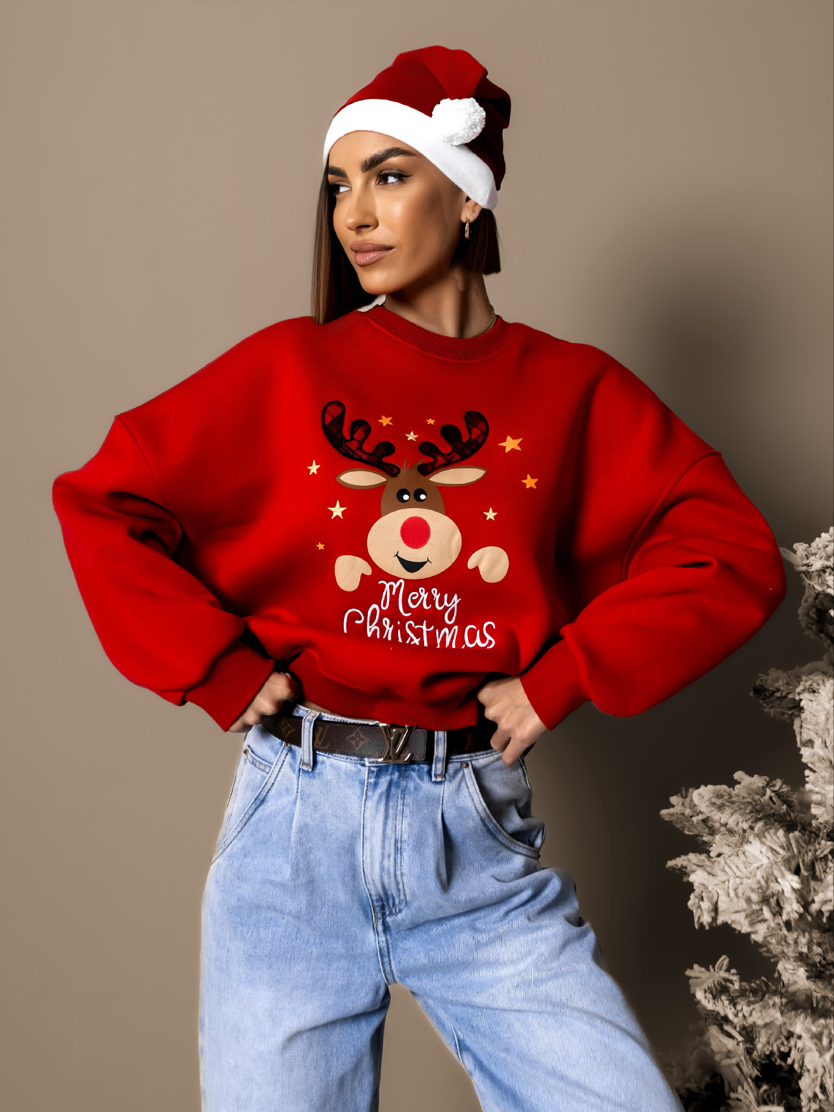 Červená mikina HETLIOS se sobem Velikost: XL - Obrázek 3