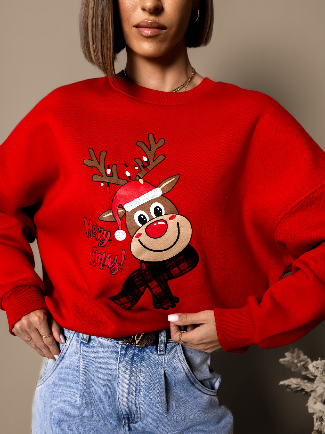 Červená mikina HETLIOS se sobem s čepicí Velikost: L - Obrázek 2