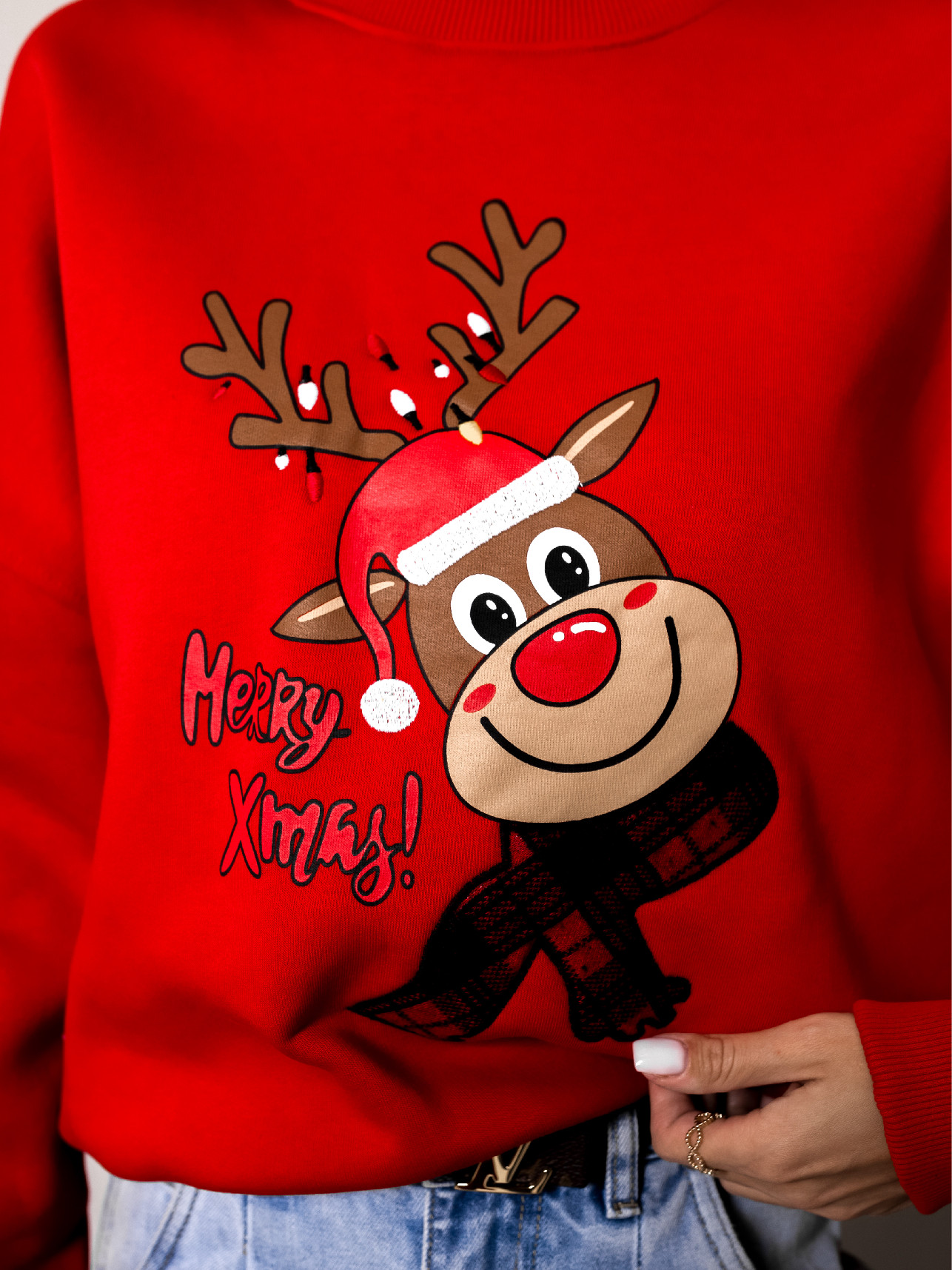 Červená mikina HETLIOS se sobem s čepicí Velikost: L - Obrázek 3