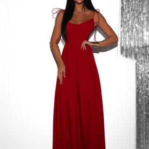 Červené dlouhé společenské šaty LERDISEL na ramínka Velikost: ONESIZE