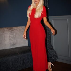 Červené dlouhé žerzejové šaty ISADORA Velikost: ONESIZE