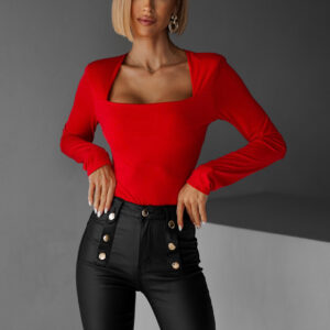 Červené elastické body LOVATY s výstřihem Velikost: ONESIZE