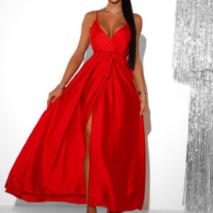 Červené elegantní dlouhé šaty FAIRYTALE