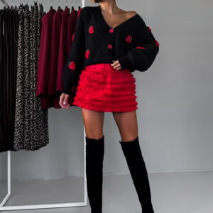 Červené elegantní kraťásky se sukní JEANETTE Velikost: L