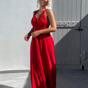 Červené elegantní šaty BEATRICE s vázáním