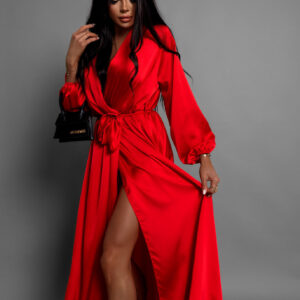 Červené elegantní šaty WOMAN s dlouhým rukávem