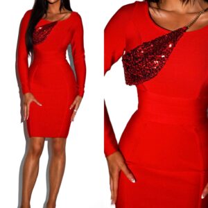 Červené krátké koktejlové šaty SHIREN Velikost: L