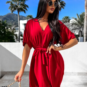 Červené lehké šaty MULLBERY s výstřihem Velikost: ONESIZE