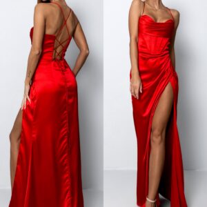 Červené plesové elegantní šaty VOLINET Velikost: L