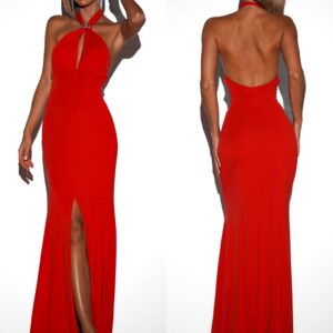 Červené večerní dlouhé šaty TRUCE s holými zády Velikost: L