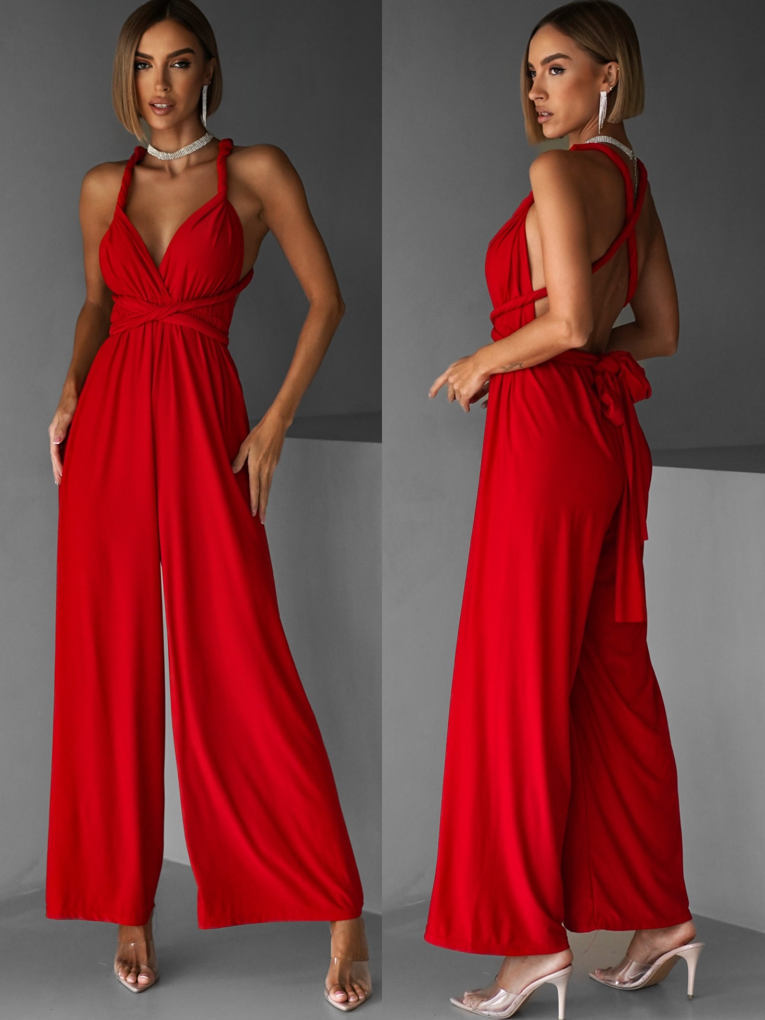 Červený dlouhý overal PERCY na zavazování