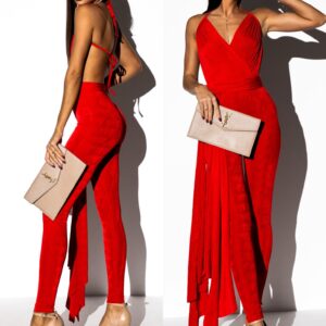 Červený elastický overal KATLES Velikost: S