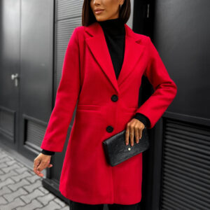 Červený flaušový kabát NOAM s knoflíky Velikost: ONESIZE