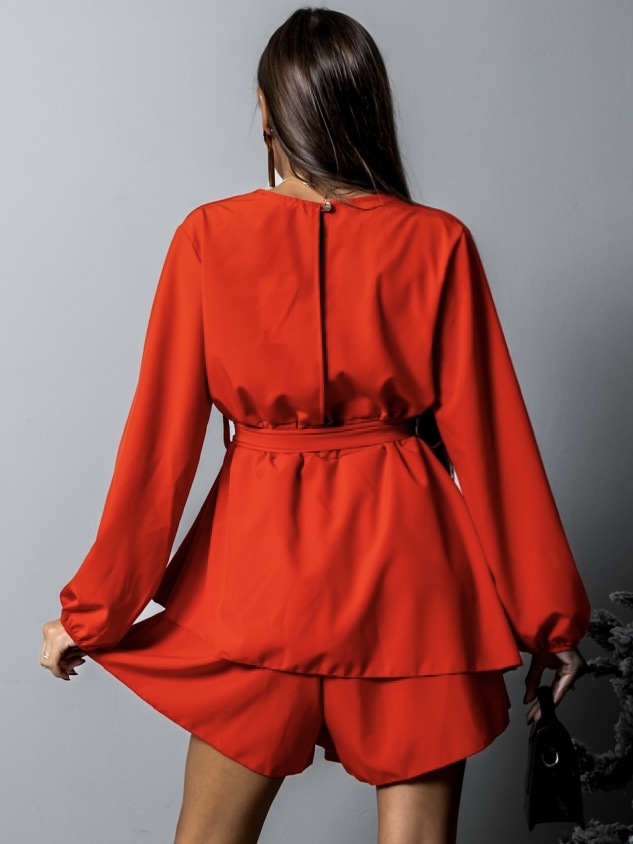 Červený overal MOUSEE s dlouhým rukávem - Obrázek 3