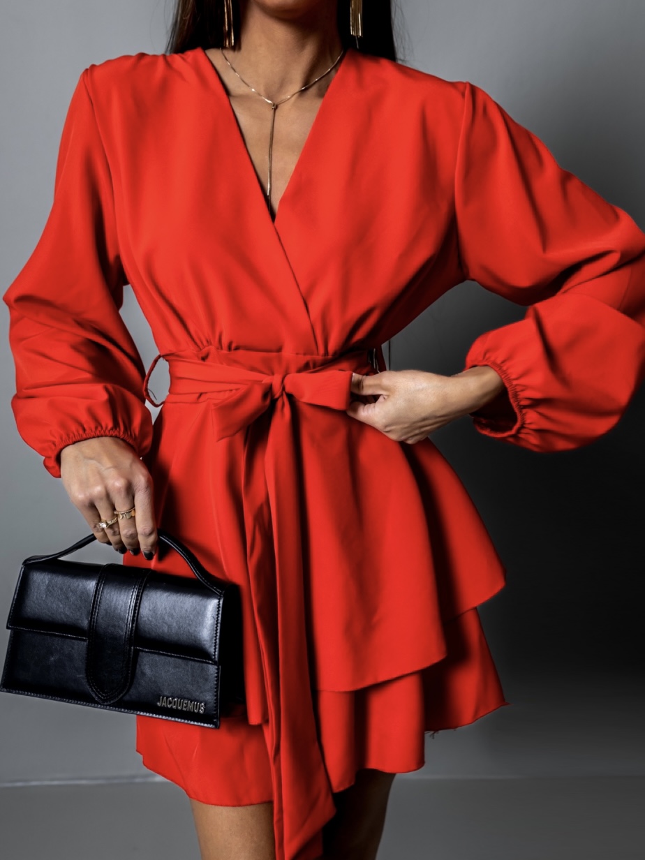 Červený overal MOUSEE s dlouhým rukávem