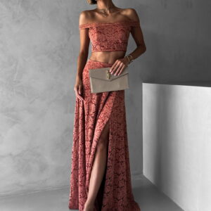 Cihlový společenský komplet s topem a sukní BERND Velikost: ONESIZE