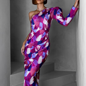 Fialové dlouhé barevné elegantní šaty KAROT Velikost: ONESIZE