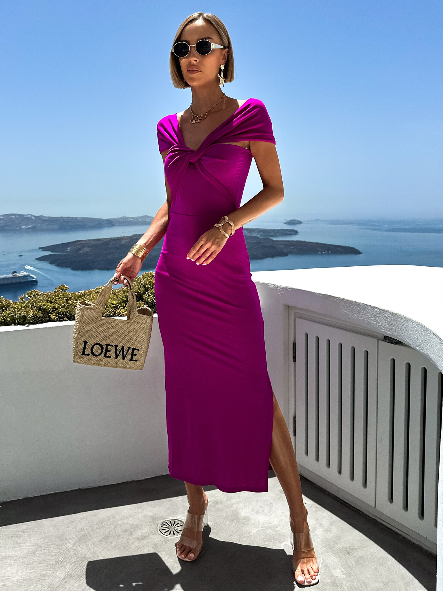 Fialové dlouhé elastické šaty SOLDIER Velikost: ONESIZE - Obrázek 2