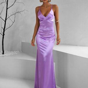 Fialové dlouhé společenské šaty LIFOSA Velikost: ONESIZE