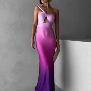 Fialové dlouhé stahující ombre šaty RITTA Velikost: ONESIZE