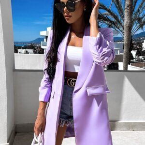 Fialové elegantní sako CASTIEL otevřeného stylu Velikost: ONESIZE