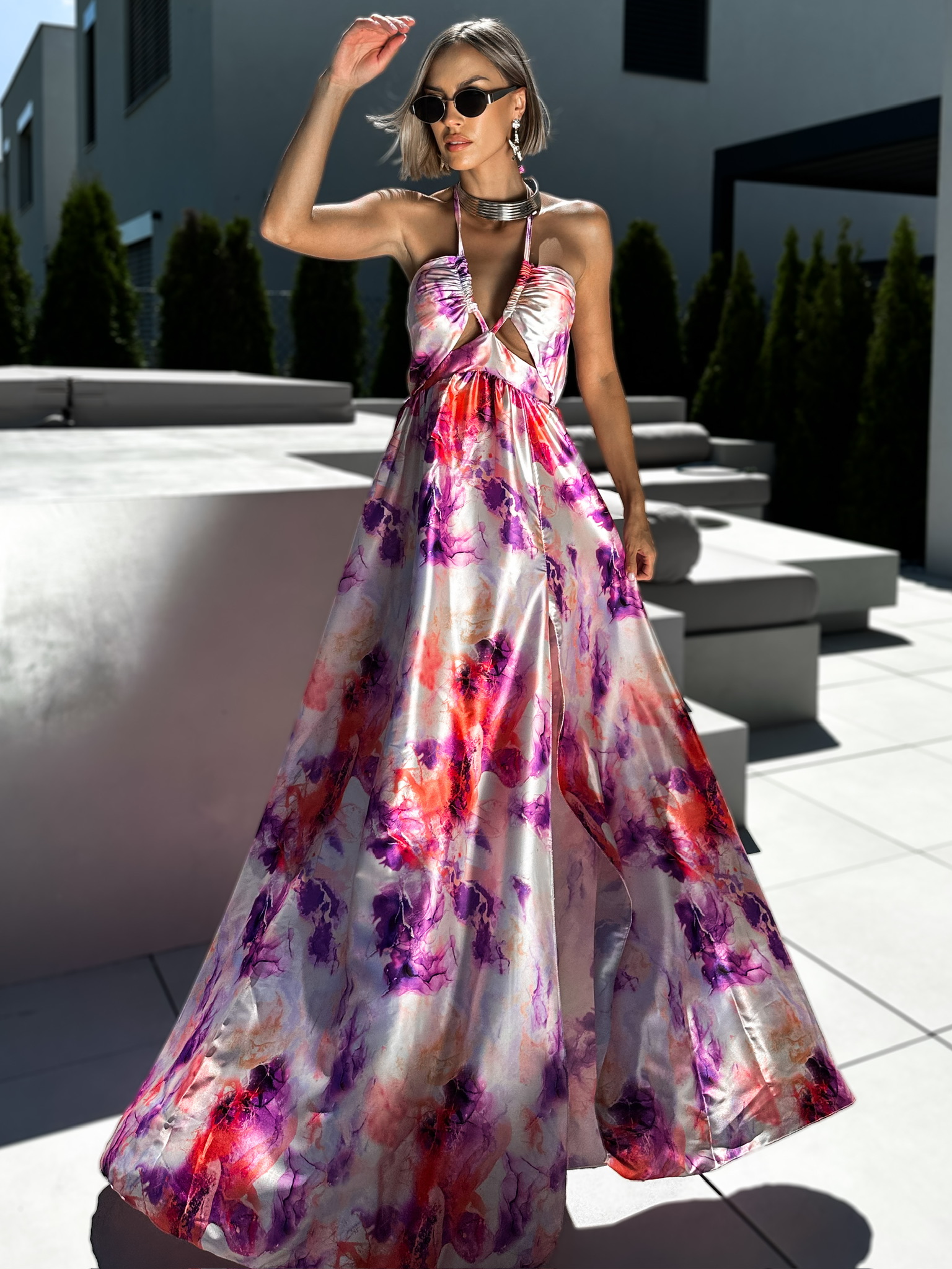 Fialové elegantní šaty ELENET Velikost: ONESIZE - Obrázek 2