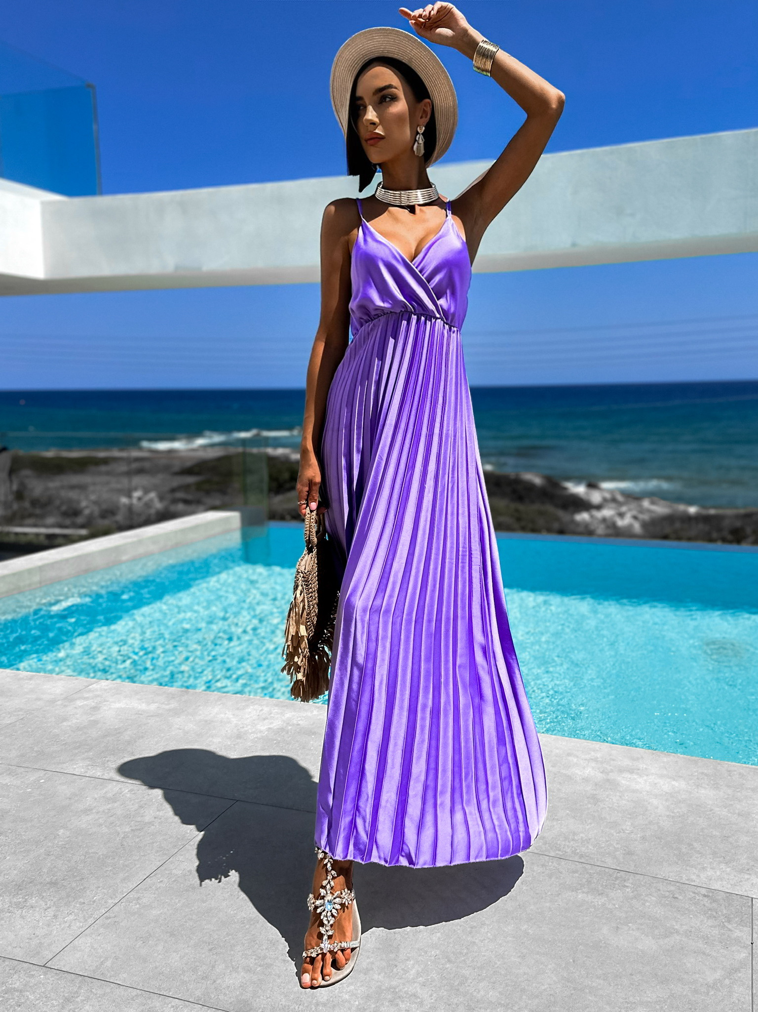 Fialové elegantní šaty SIMORENS Velikost: ONESIZE - Obrázek 2