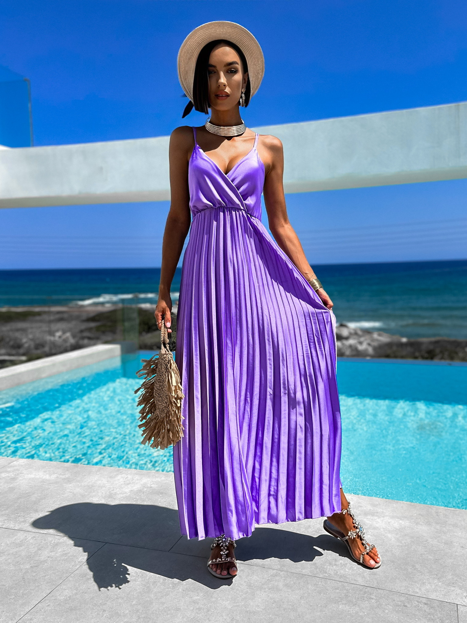 Fialové elegantní šaty SIMORENS Velikost: ONESIZE