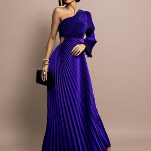 Fialové plisované šaty KYBELA na jedno rameno Velikost: ONESIZE