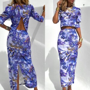 Fialový pouzdrový komplet se sukní DERYN Velikost: ONESIZE