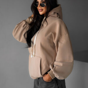 Hnědá basic oversize mikina CRUZY s kapucí Velikost: ONESIZE