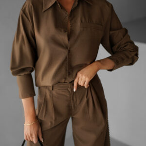 Hnědá elegantní pohodlná košile BOBBIE Velikost: S/M