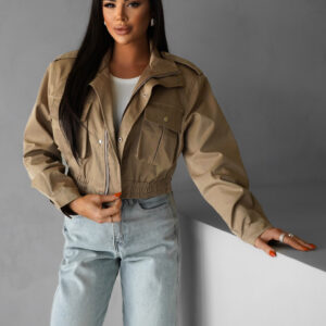 Hnědá jarní stylová bunda GRAZYNA Velikost: M/L