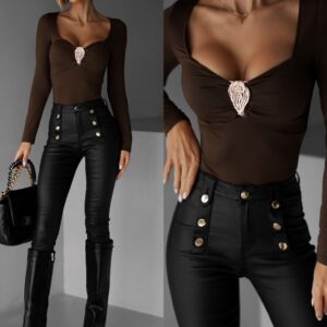 Hnědé body CAPSON s dlouhým rukávem Velikost: M/L