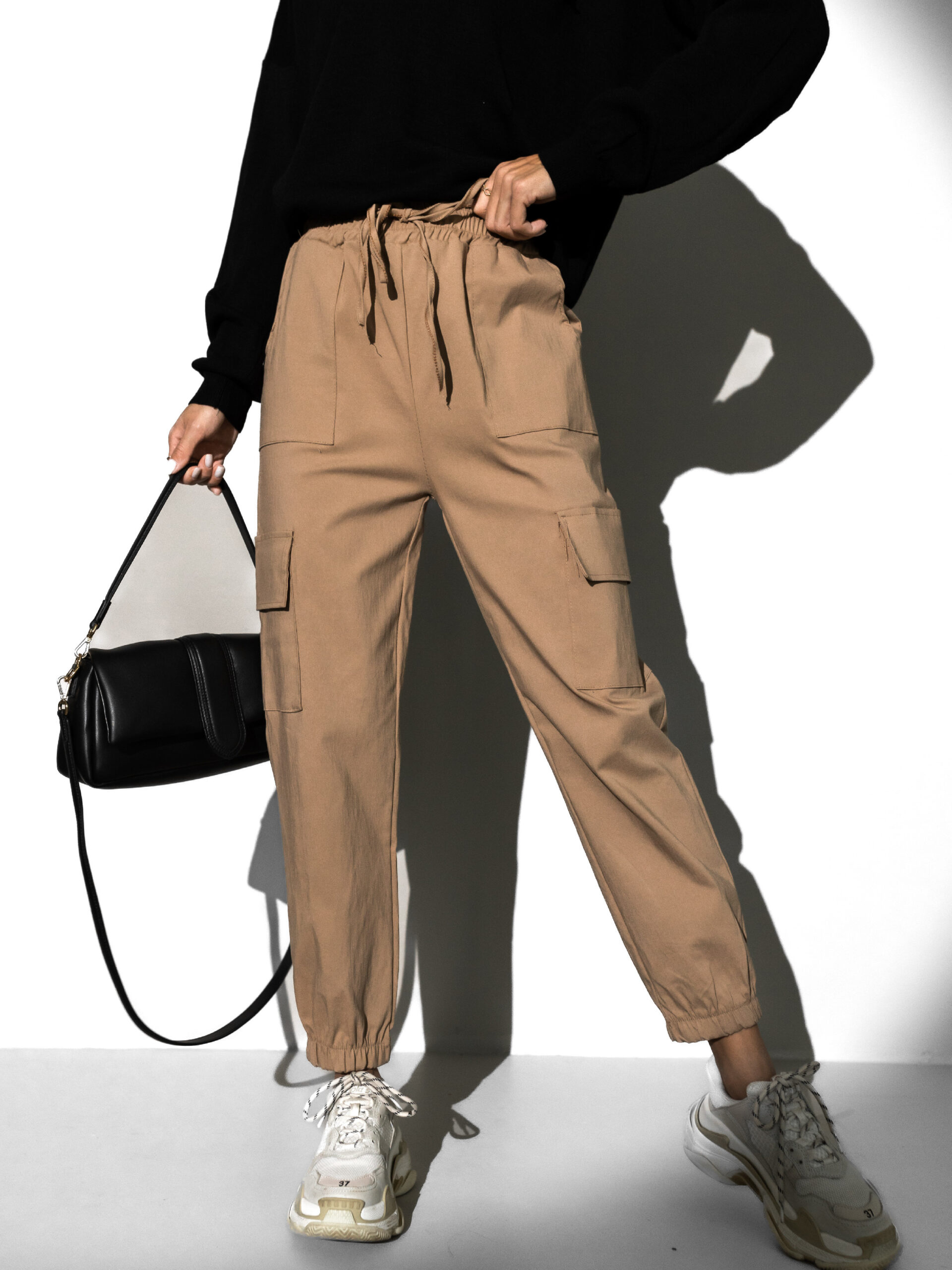 Hnědé stylové cargo kalhoty MILLESI Velikost: ONESIZE - Obrázek 2