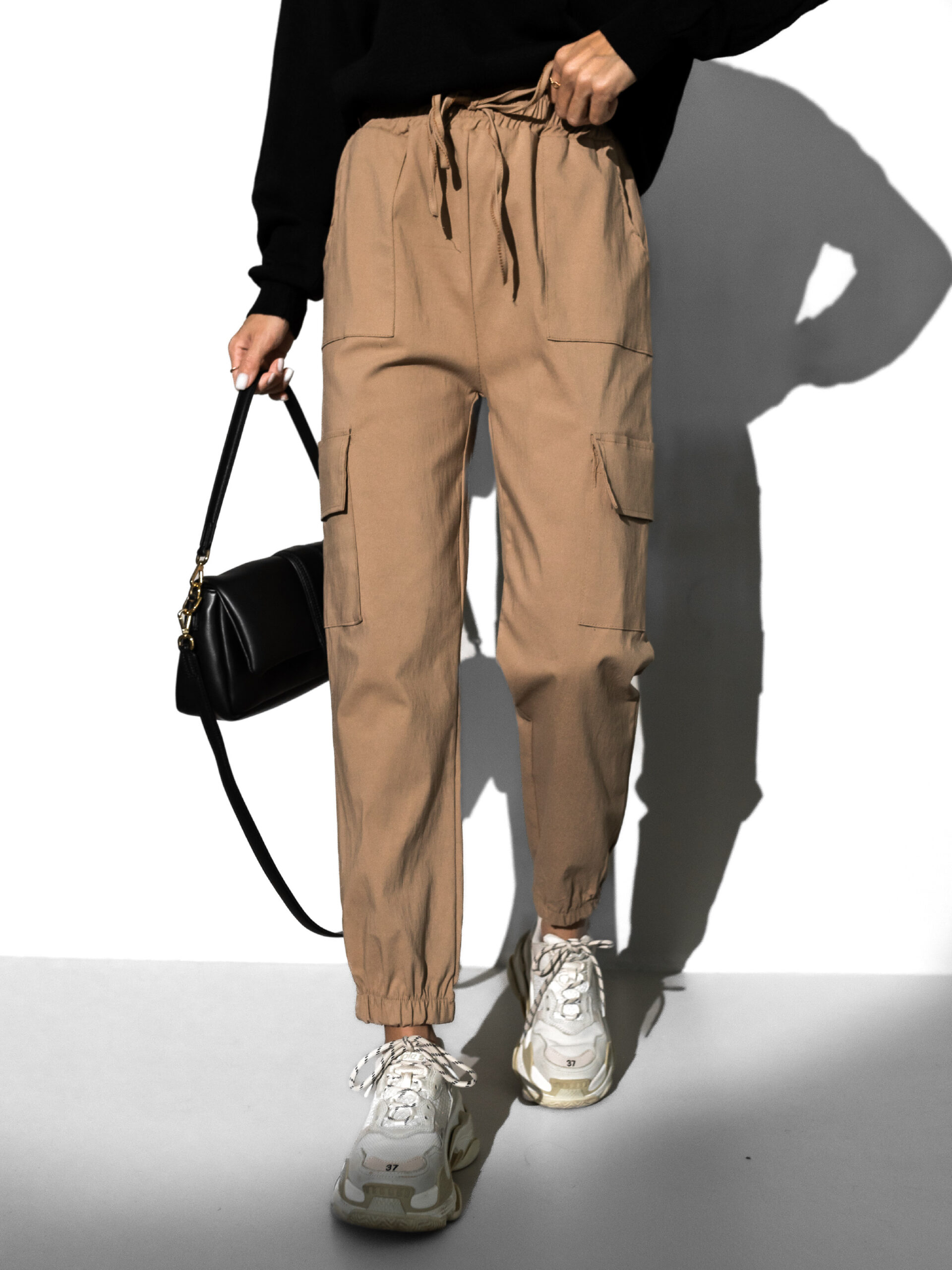 Hnědé stylové cargo kalhoty MILLESI Velikost: ONESIZE - Obrázek 3