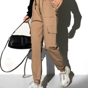 Hnědé stylové cargo kalhoty MILLESI Velikost: ONESIZE