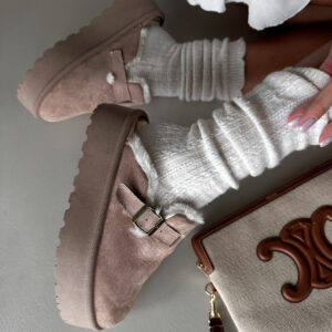 Hnědé válenky pantofle BUCKLE s vysokou podrážkou Velikost: 41