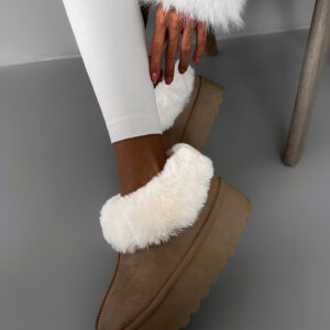 Hnědobílé válenky SONIA s vysokou podrážkou Velikost: 41