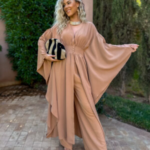 Hnědý elegantní dvoudílný komplet ANILAT Velikost: ONESIZE