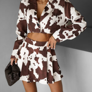 Hnědý komplet BOWANA se zvířecím vzorem Velikost: ONESIZE