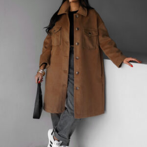 Hnědý košilový kabátek NOELLE s knoflíky Velikost: S