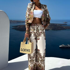 Khaki crop krátké sako FURKAST s ornamenty Velikost: ONESIZE