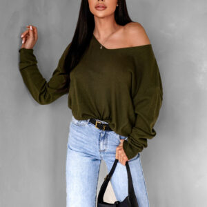 Khaki elegantní volný svetřík TRONDE Velikost: ONESIZE