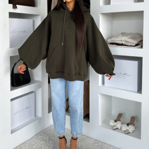 Khaki oversize mikina PYRRHA s kapucí Velikost: ONESIZE