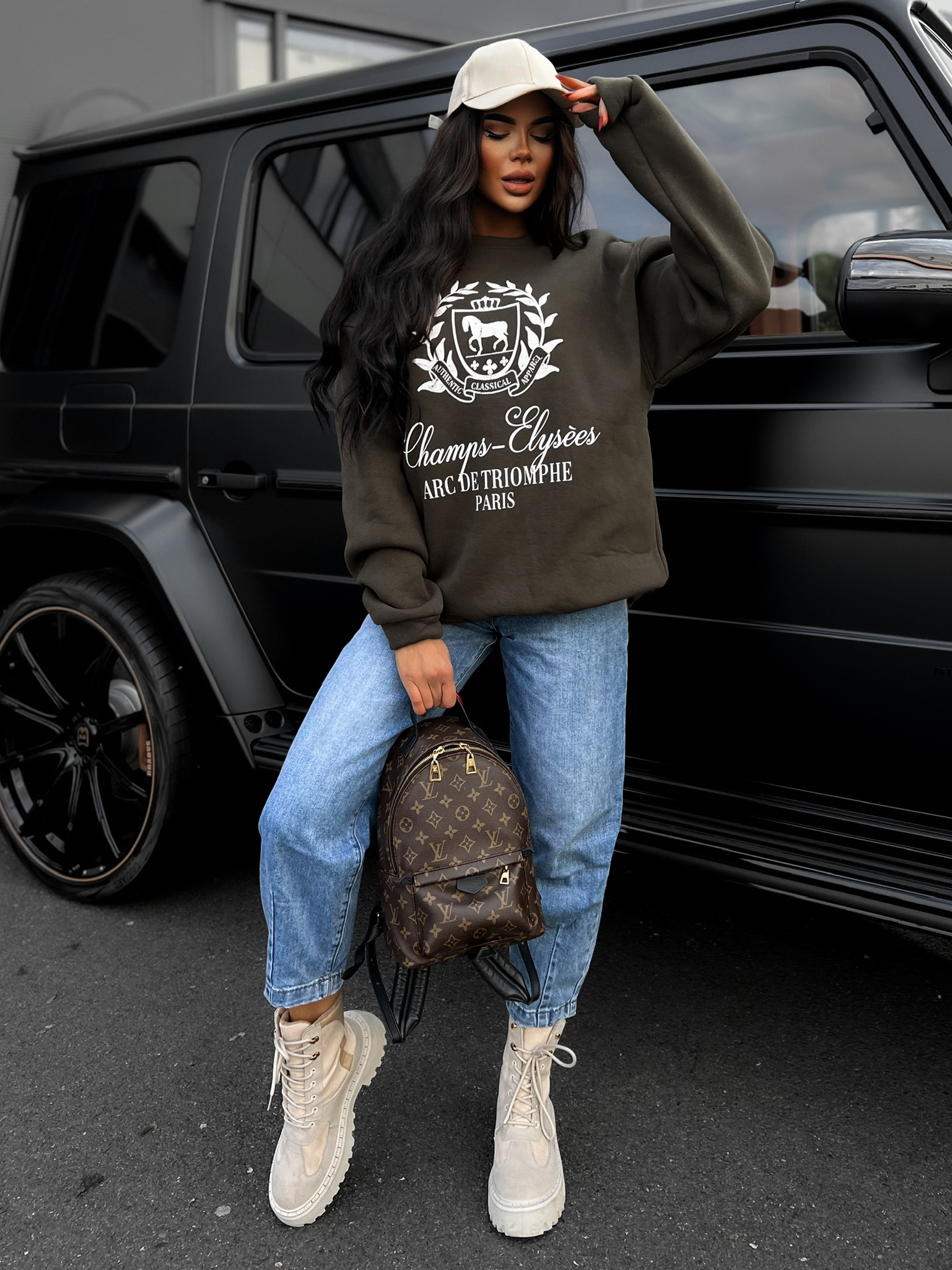 Khaki oversized mikina NADELI Velikost: ONESIZE