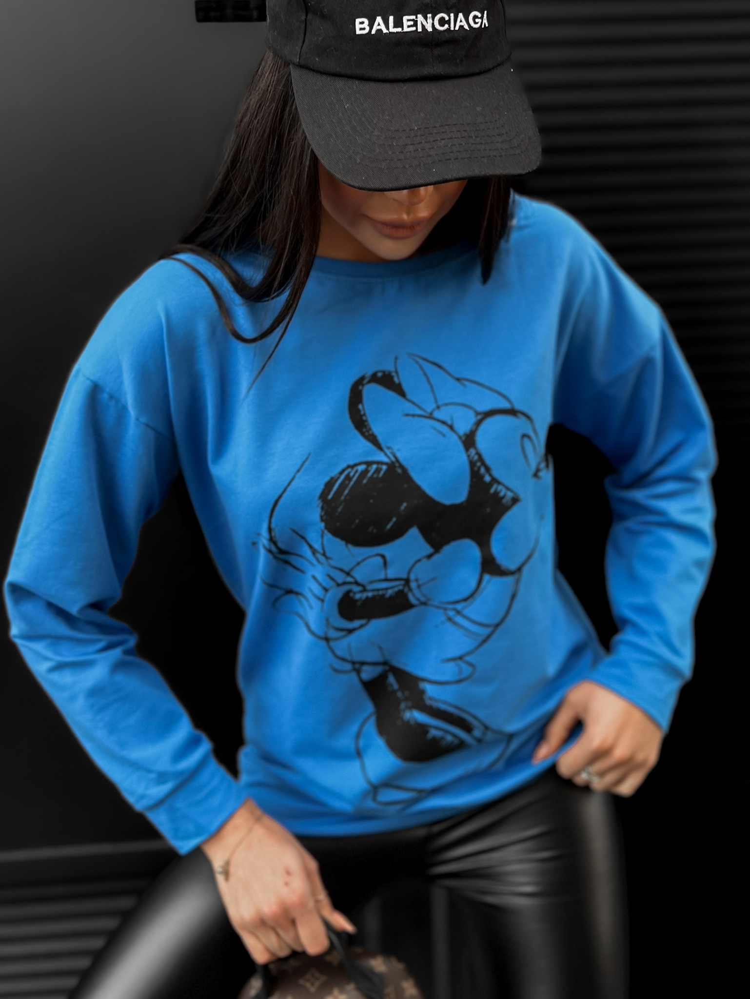 Kralovsky modrá oversize mikina VALIVEY s potiskem Velikost: ONESIZE - Obrázek 3